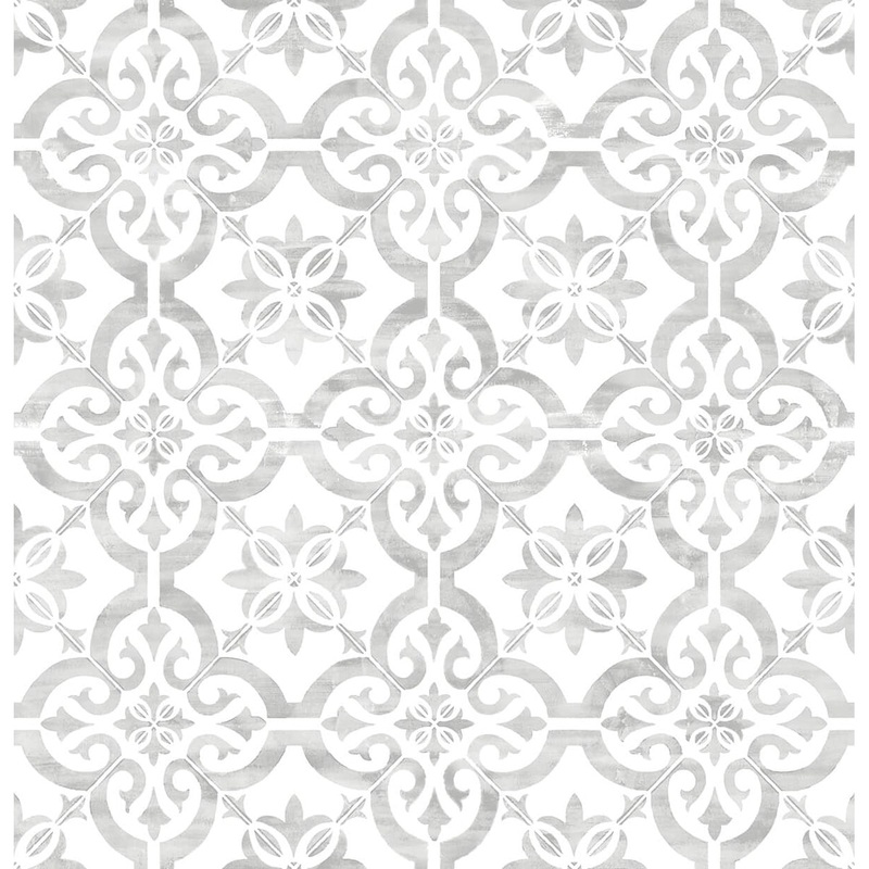 Arison, Porto Tile Onyx, 20.5 in. W x 18 ft. L roll, Peel and Stick Wallpaper Roll