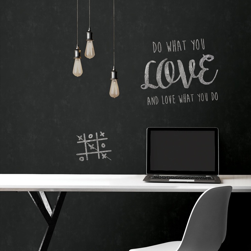 Faux Effects Tudor Elias Black Vintage Chalkboard 33' L X 20.5 W Peel and Stick Wallpaper Roll