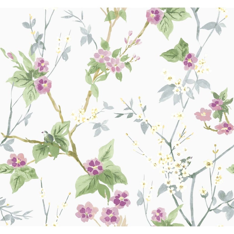 Seabrook Designs Irene Floral Unpasted Wallpaper