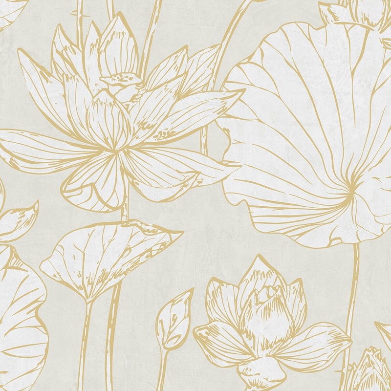 Seabrook Designs Koi Lotus Floral Unpasted Wallpaper
