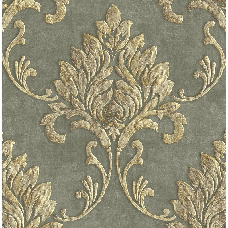 Seabrook Designs Telluride Rustic Damask Unpasted Wallpaper