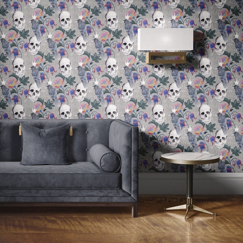 Skull Crows Peel and Stick Wallpaper
