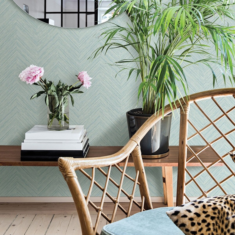 Soros, Caladesi Teal Faux Linen, 33' L X 20.5 W, Wallpaper Roll