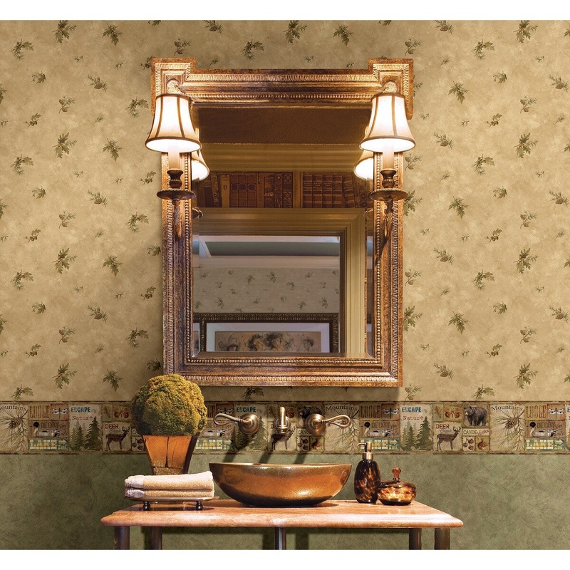 Animals Simon Attitash Aqua Deer Camp 15' L X 8 W Wallpaper Border
