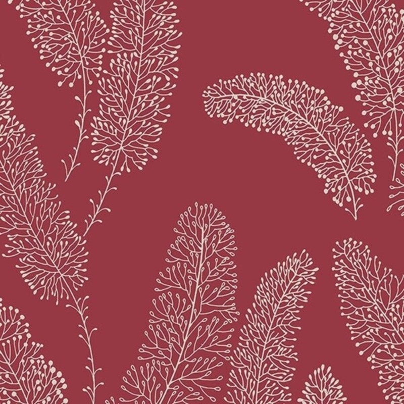 Erie 32.7 Ft. x 20.5 In. Vinyl Red Contemporary Leaves Wallpaper Covering