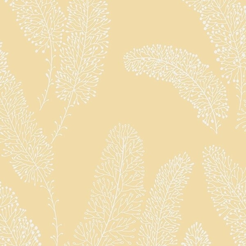 Erie 32.7 Ft. x 20.5 In. Vinyl Yellow Contemporary Leaves Wallpaper Covering