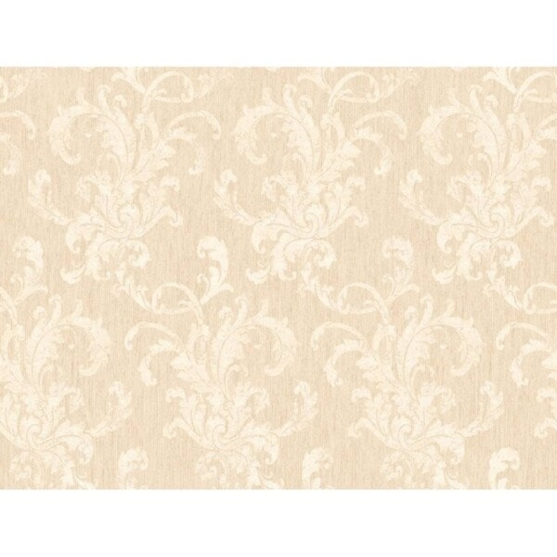 Flocked Scroll Damask Wallpaper 27 in. x 27 ft. 60.75 sq.ft.