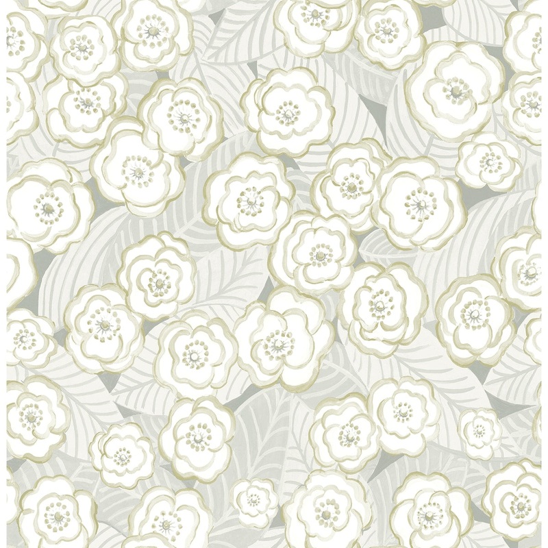 Flowers Peyton Emery Grey Floral Wallpaper
