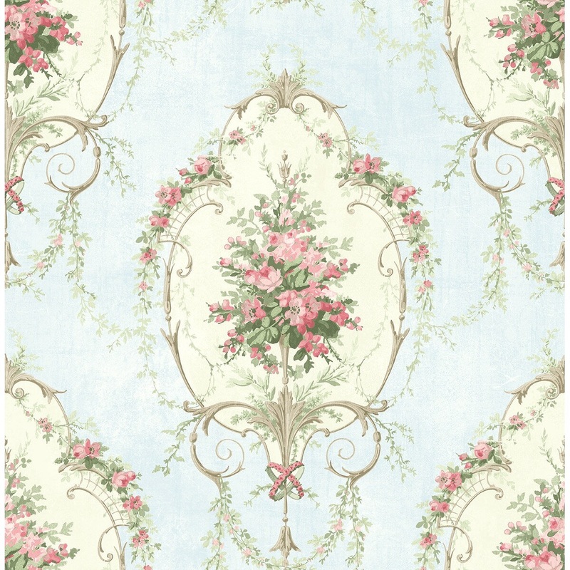 Seabrook Designs Bennett Framed Cameo Unpasted Wallpaper