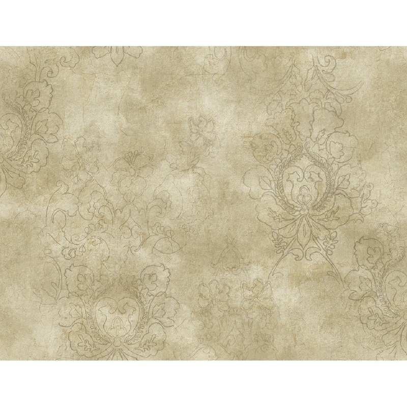 Seabrook Designs Carlene Line Damask Unpasted Wallpaper - 27 in. W x 27 ft. L