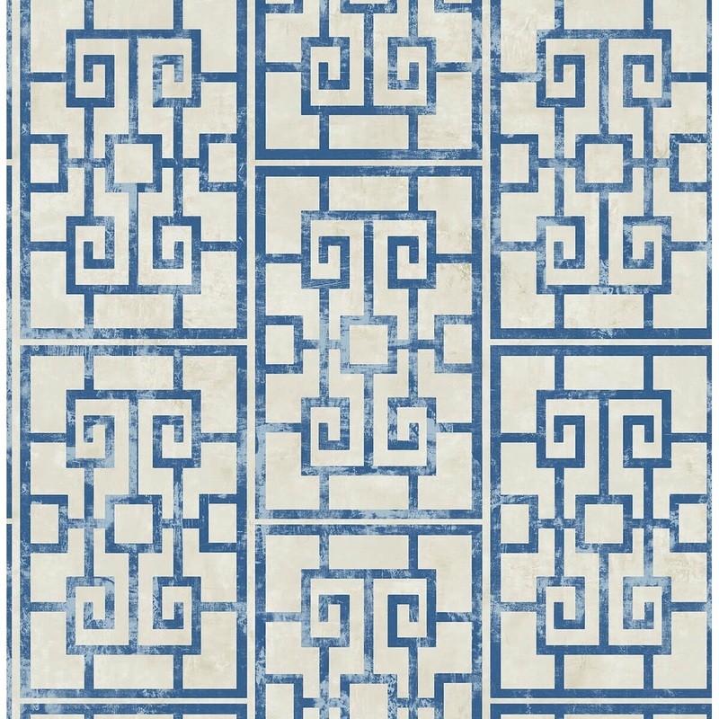 Seabrook Designs Koi Dynasty Lattice Unpasted Wallpaper