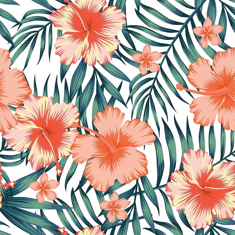 Tropical Flower 15.7" W x 16.5 'L Peel and Stick Wallpaper Roll