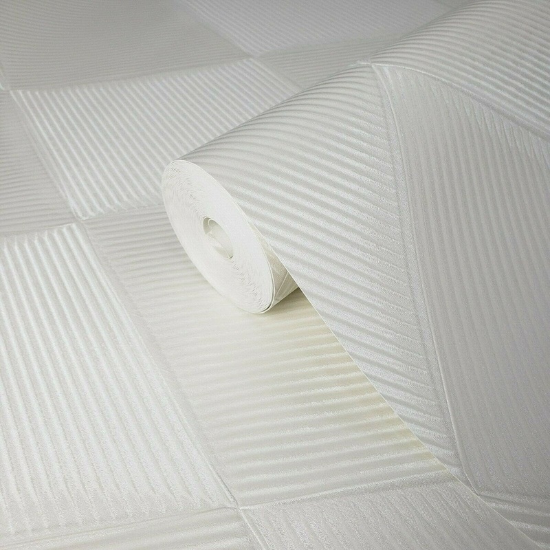 Wallpaper shine off white textured diamond 3D optical