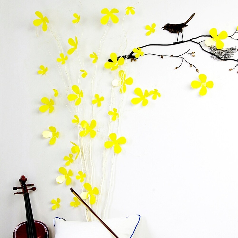 Walplus 3D Yellow Flowers Wall Stickers Wall Decorations DIY Art Room