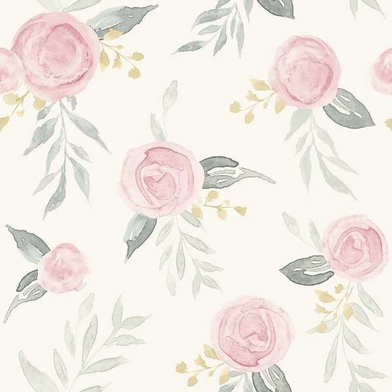 Watercolor Roses Wallpaper 20.5 in x 33 ft - 20.5 in. x 33 ft. = 56 sq ft