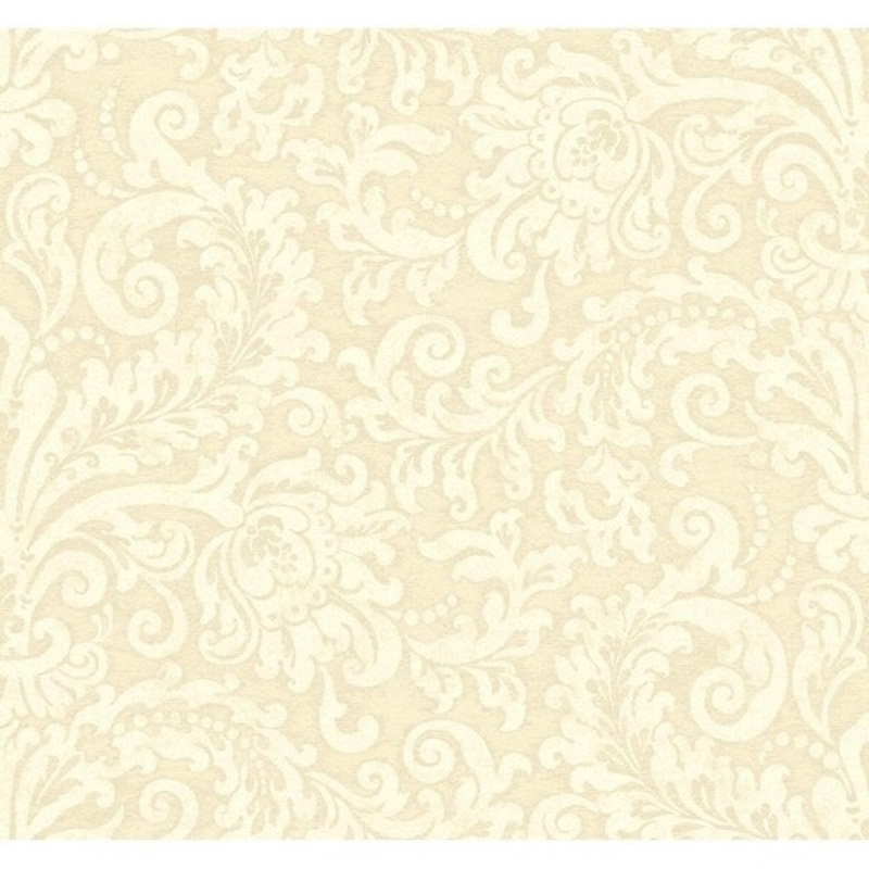 Albemarle Damask Wallpaper, 27 in. x 27 ft. = 60.75 sq.ft., in dark beige, beige, cream
