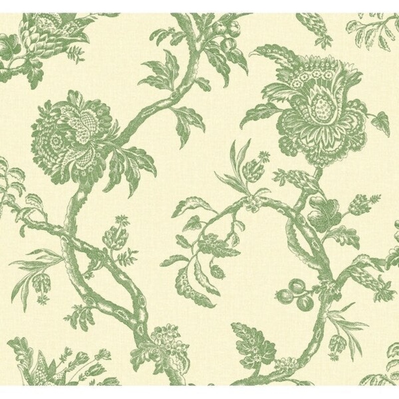 Arcadia Wallpaper, 27 in. x 27 ft. = 60.75 sq.ft., in beige, green