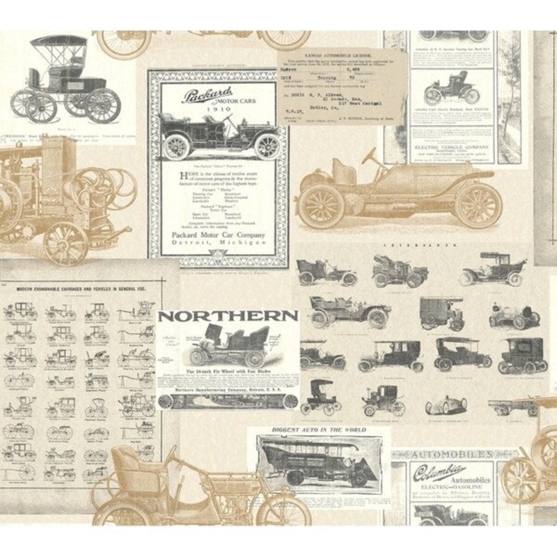 Brass Era Wallpaper, 27 in. x 27 ft. = 60.75 sq.ft., in White/Off Whites