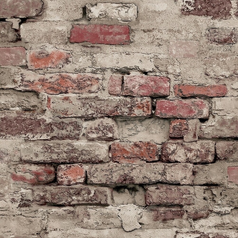 Brick Alley Wallpaper, 20.5 in. x 33 ft. = 56 sq ft, in Red