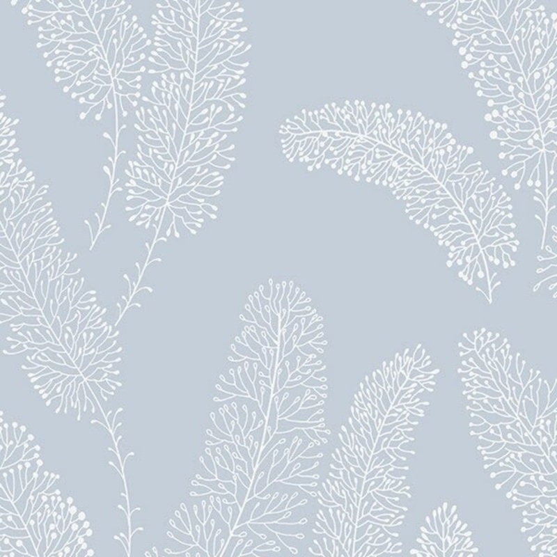 Erie 32.7 Ft. x 20.5 In. Vinyl Baby Blue Contemporary Leaves Wallpaper Covering