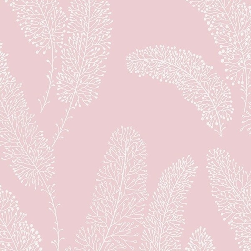 Erie 32.7 Ft. x 20.5 In. Vinyl Pink Contemporary Leaves Wallpaper Covering