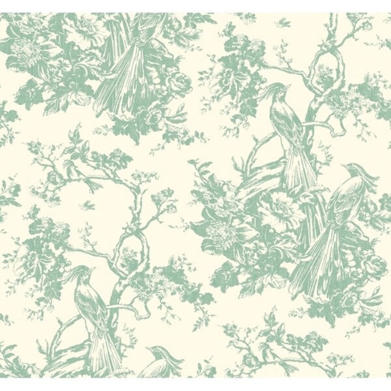 Exotic Plumes Wallpaper, 27 in. x 27 ft. = 60.75 sq.ft., in green/white