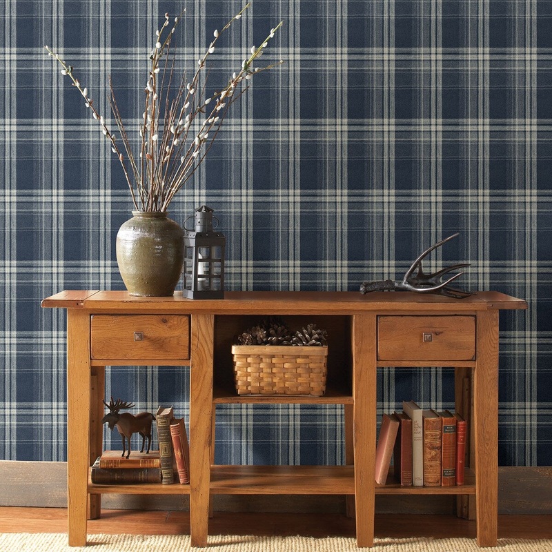 Faux Effects Elizabeth Saranac Navy Flannel 33' L X 20.5 W Wallpaper Roll
