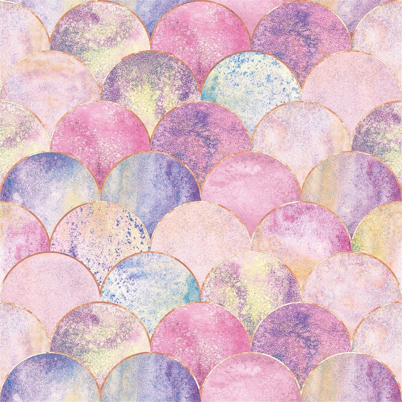 Fish Scale 15.7" W x 16.5 'L Peel and Stick Wallpaper Roll