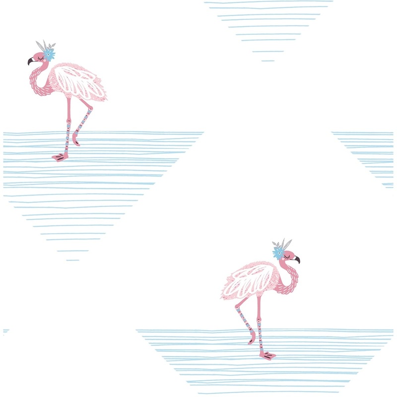 Seabrook Designs Day Dreamers Dancing Flamingo Unpasted Wallpaper