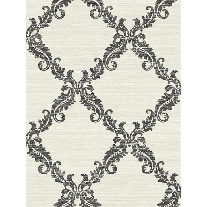 Seabrook Designs Kiran Scroll Frame Non-Woven Unpasted Wallpaper