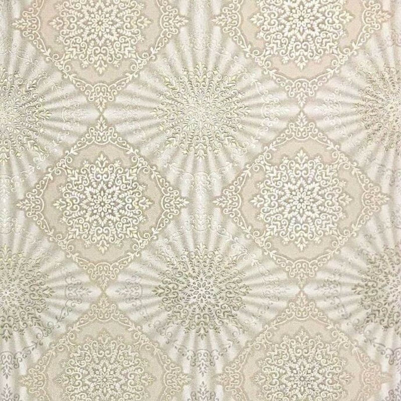 Wallpaper Diamond Tile Cream Ivory Gold snowflake 3D - 42 inc x 33 ft