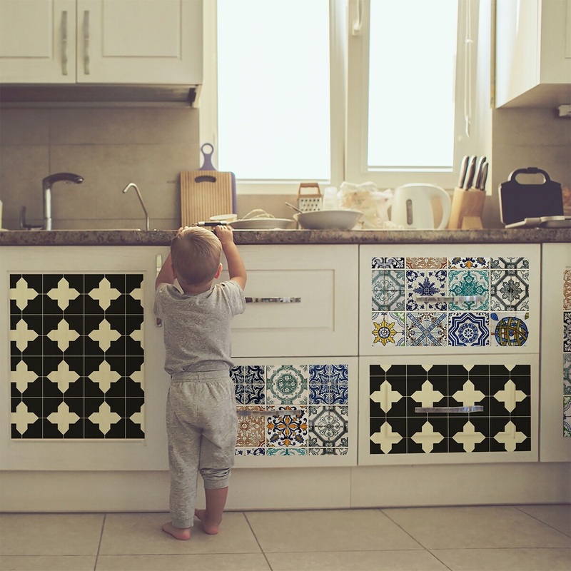 Walplus Cudillero style Tile Furniture Wrap Self-Adhesive Film Decal