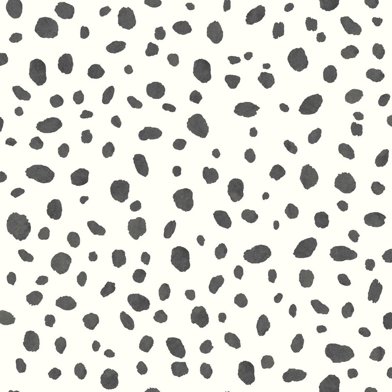 Dalmatian Spot Black and White Unpasted Wallpaper  396in x 20.8in