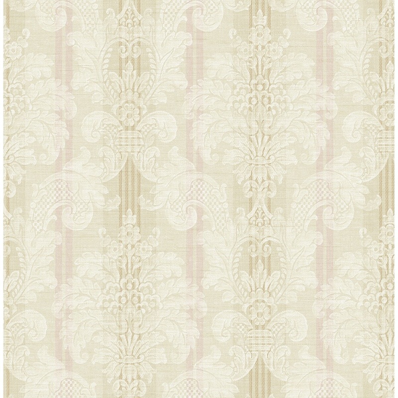 Seabrook Designs Florrie Damask Stripe Unpasted Wallpaper