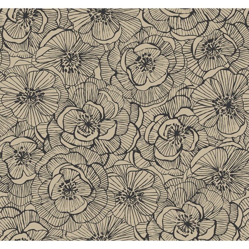 Seabrook Designs Graphic Floral Unpasted Wallpaper