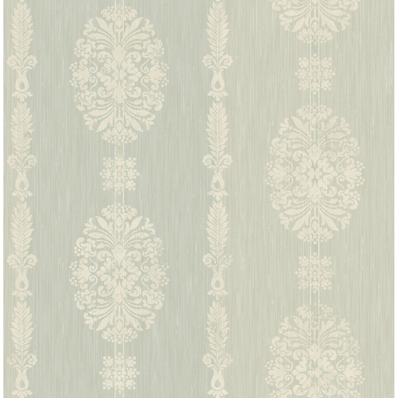 Seabrook Designs Johna Floral Stripe Unpasted Wallpaper