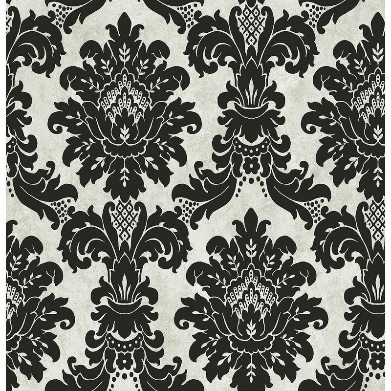 Seabrook Designs Lucie Damask Unpasted Wallpaper
