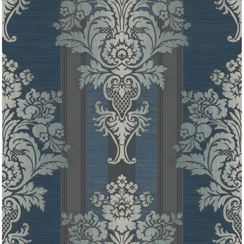 Seabrook Designs Niko Striped Damask Unpasted Wallpaper