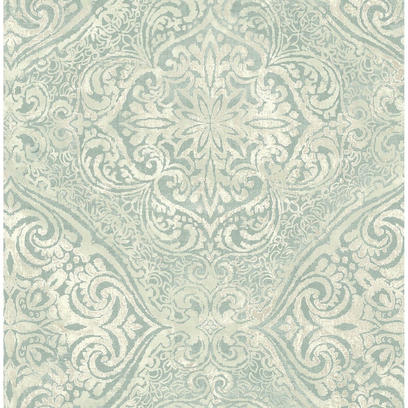 Seabrook Designs Palladium Damask Unpasted Wallpaper