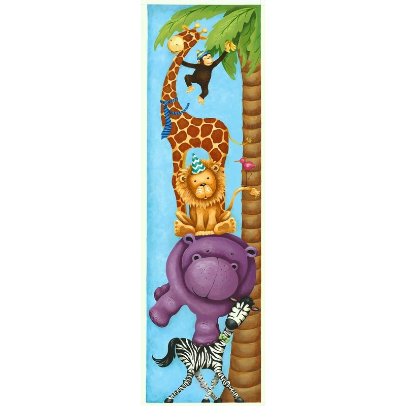 Seabrook Designs Party Animals Growth Chart Unpasted Wallpaper Mural - 12 in. W x 3.5 ft. L