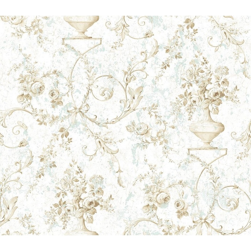 Seabrook Designs Priscila Floral Vase Unpasted Wallpaper