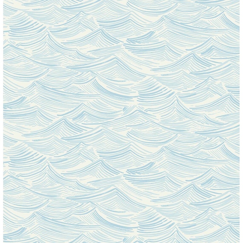 Seabrook Designs Seaside Waves Prepasted Wallpaper - 20.5 in. W x 33 ft. L