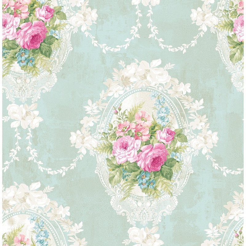 Seabrook Designs Sheard Peony Chandelier Unpasted Wallpaper