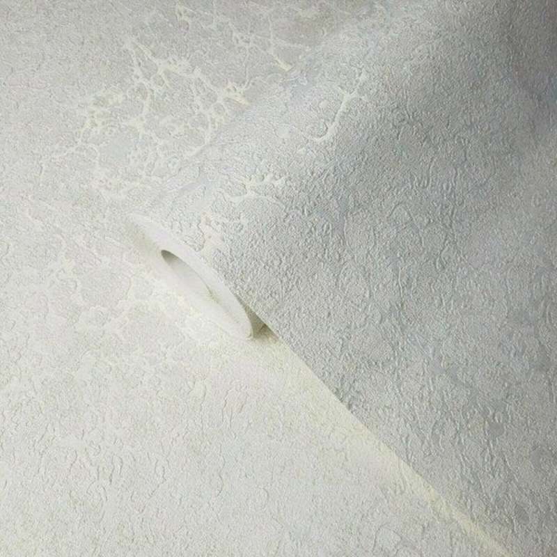 Textured Wallpaper Ivory gold off white metallic plain Cracked plaster modern 3D