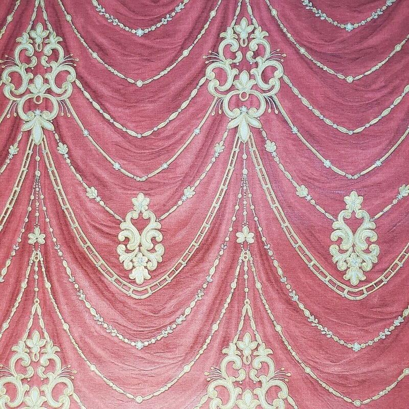 Victorian Maroon Red gold metallic textured Wallpaper