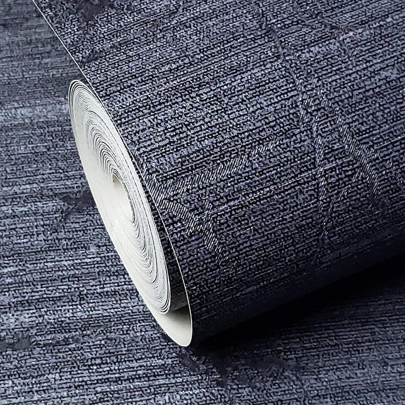 Wallpaper dark onyx navy blue metallic Textured Plain Modern - 27 inc x 33 ft