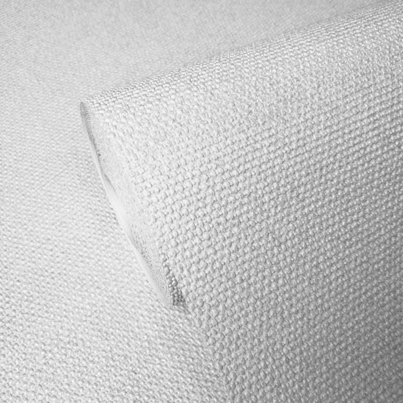 Wallpaper off white cream plain faux textile sack cloth textures - 42 inc x 33 ft