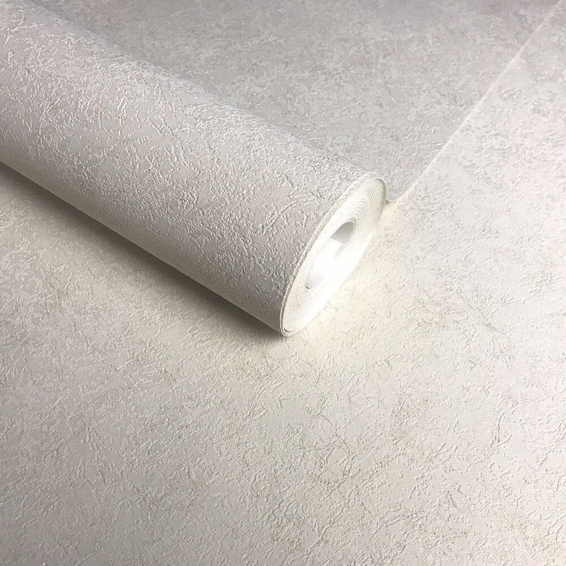 Wallpaper rolls wall coverings white ivory plain modern faux textured plaster