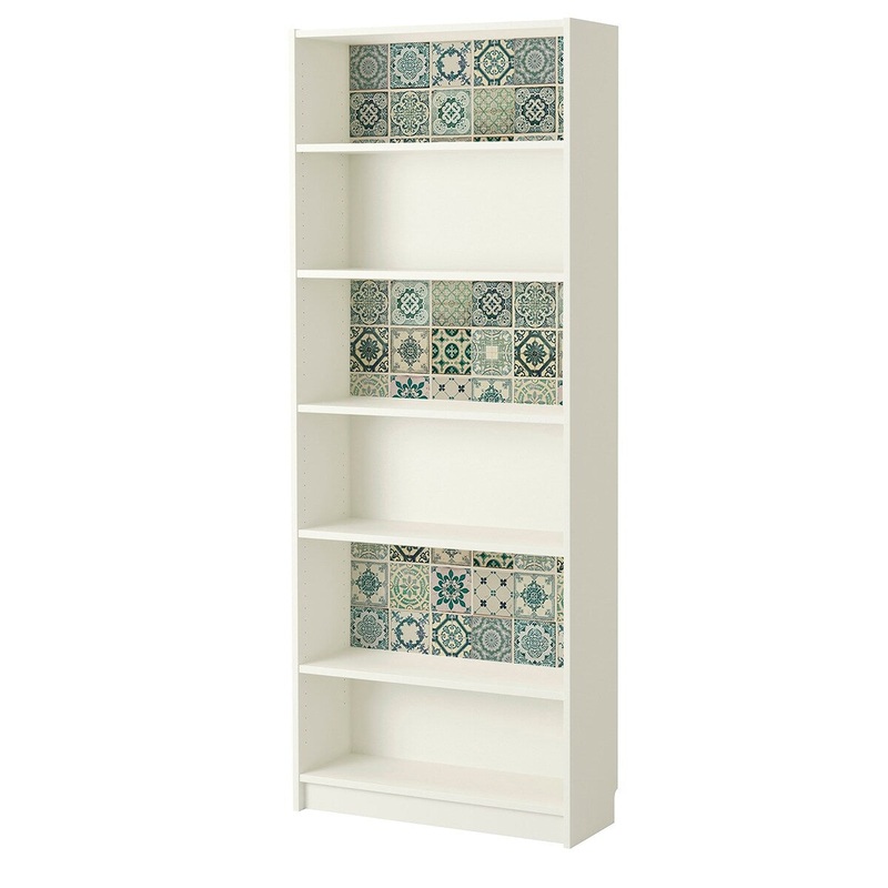 Walplus Bookcase Furniture Wrap Self-adhesive Film Green Tiles Decal