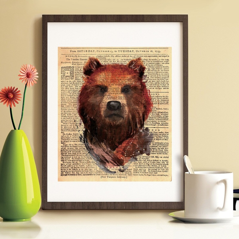 Walplus Wall Sticker Decal Wall Art Bear Poster Newspaper Print Poster